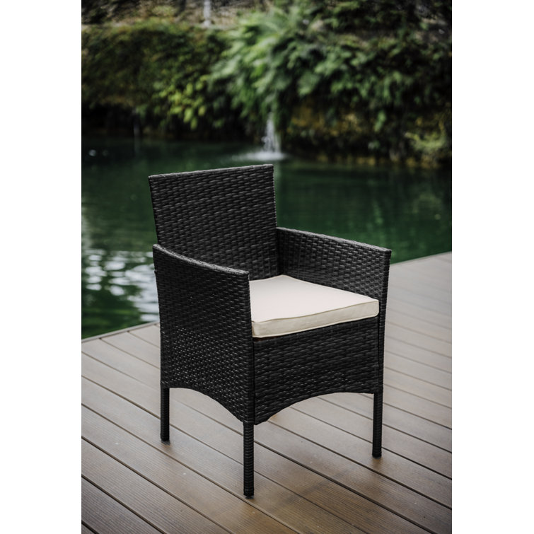 Nestl 4-Piece Black Wicker Patio Furniture Set with Beige Cushions