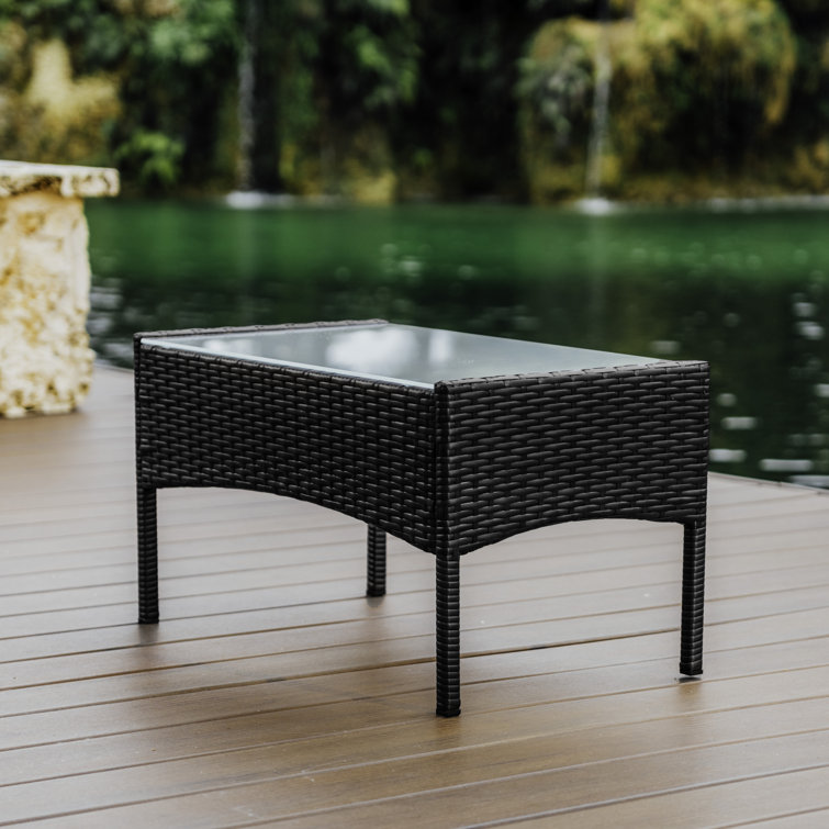 Nestl 4-Piece Black Wicker Patio Furniture Set with Beige Cushions