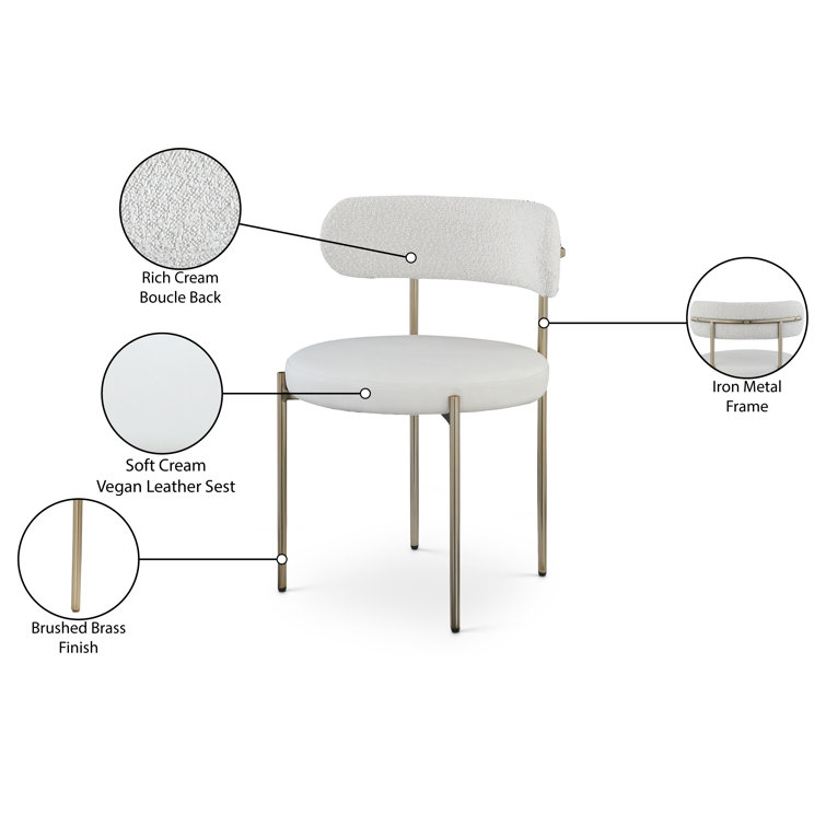 Beacon Contemporary Cream Faux Leather Dining Chair with Brass Legs