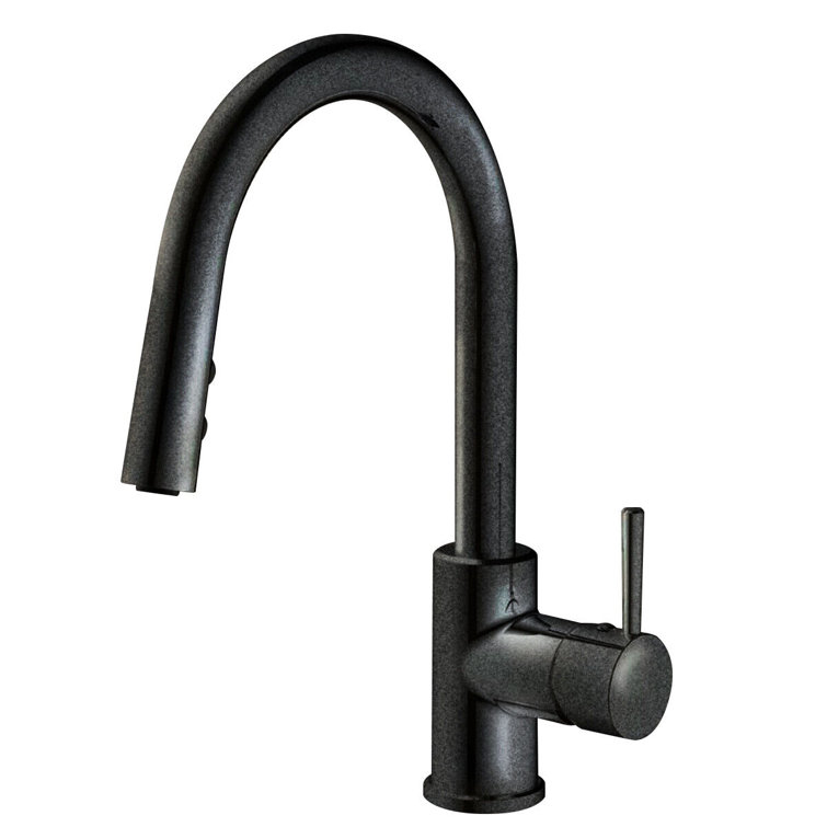 Matte Black Stainless Steel High Arc Kitchen Faucet with Pull-out Spray