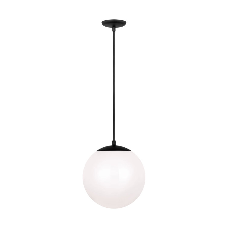 Midnight Black Globe Pendant Lamp with White Glass Shade