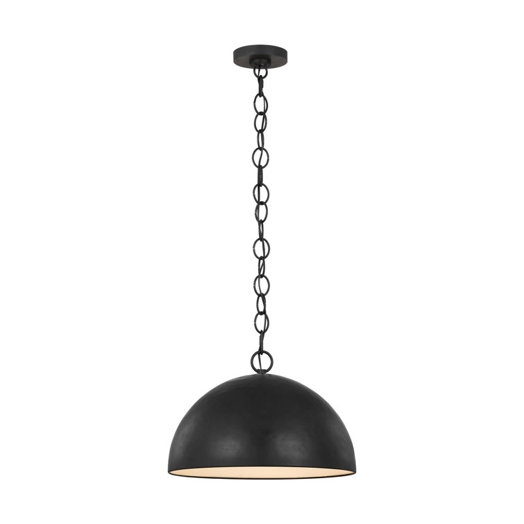Aged Iron Dome Single Light Pendant with Chain