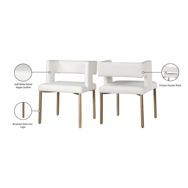 White Faux Leather Dining Chair with Gold Legs