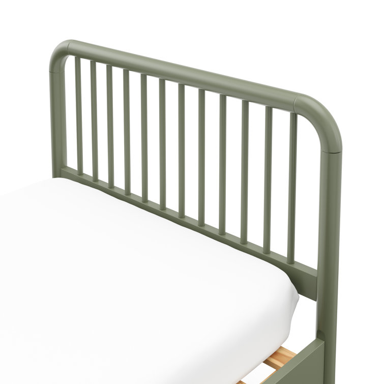 Olive Twin Bed with Pine Wood Frame and Drawer