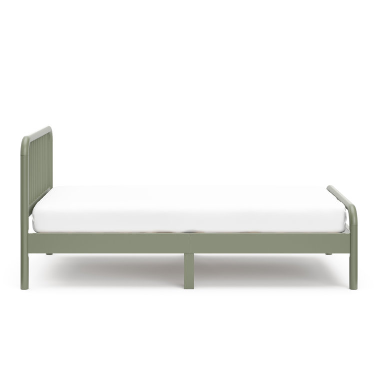 Olive Twin Bed with Pine Wood Frame and Drawer