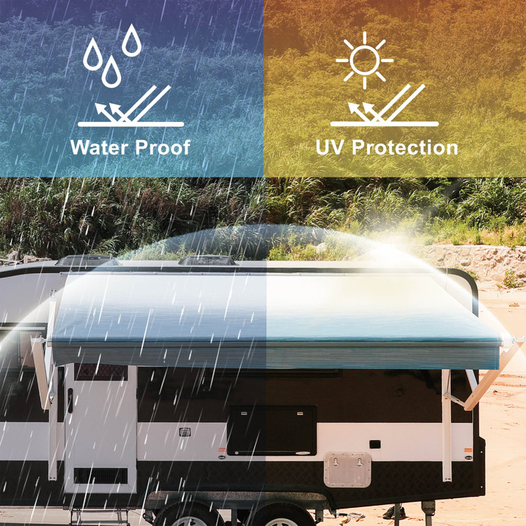 Gray Motorized Retractable RV Awning with PVC Fabric