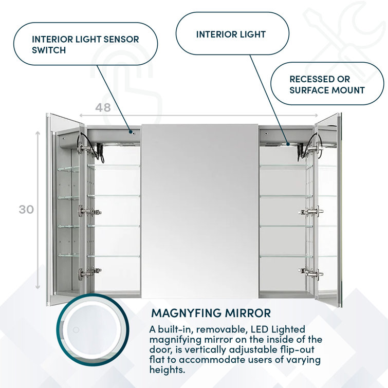 Signature Royale 48" x 30" LED Aluminum Medicine Cabinet