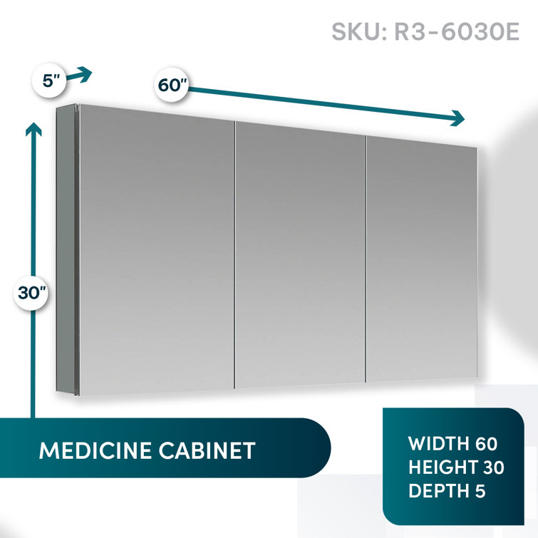 Royale 60" Triple Door Medicine Cabinet with LED Mirror