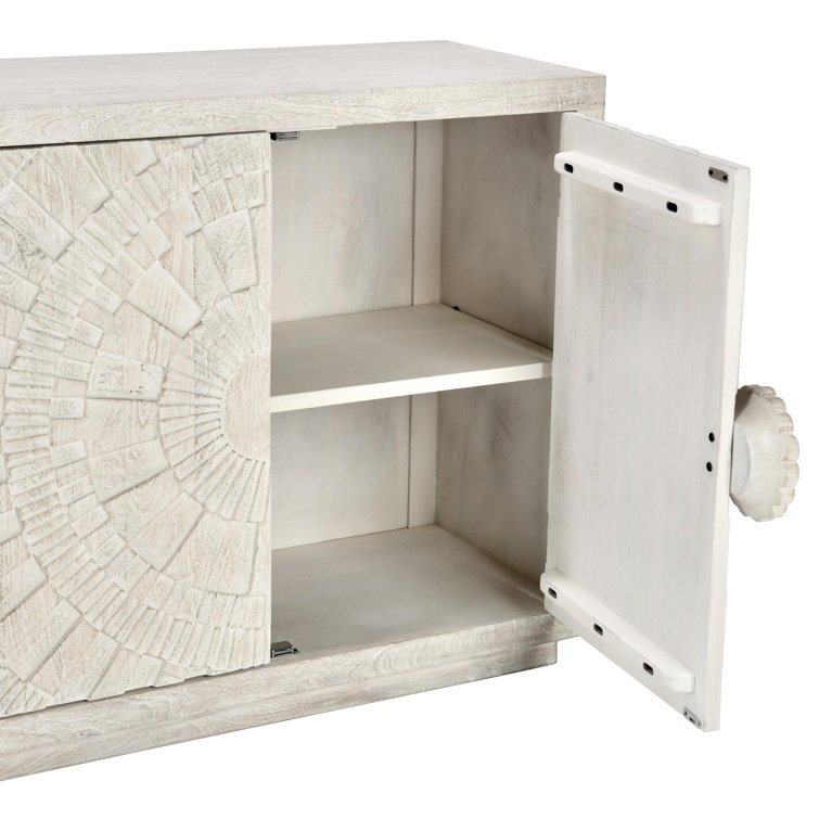 Apollo 84'' White Wash Mango Wood Sunburst Sideboard