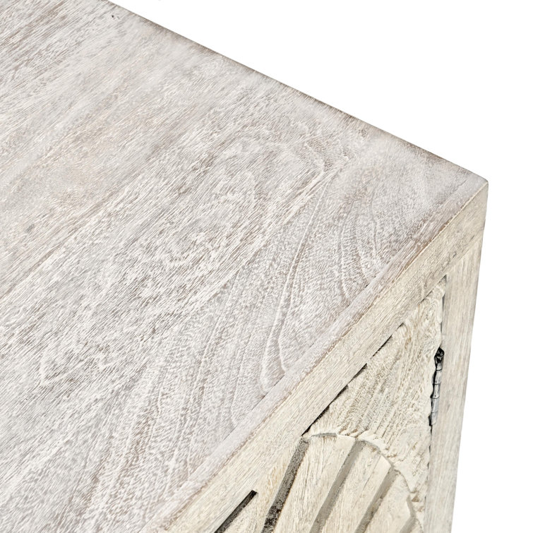 Apollo 84'' White Wash Mango Wood Sunburst Sideboard