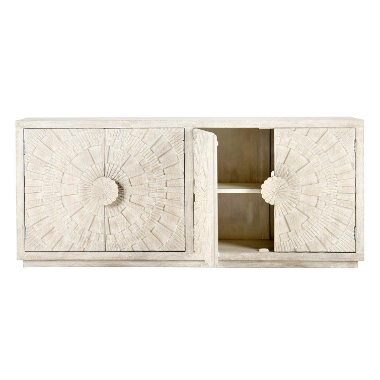 Apollo 84'' White Wash Mango Wood Sunburst Sideboard