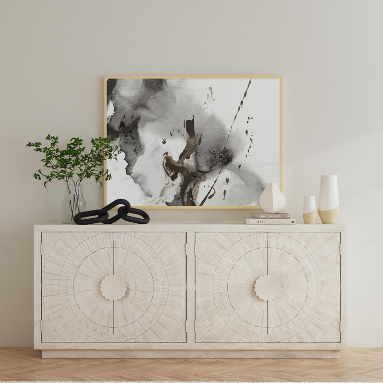 Apollo 84'' White Wash Mango Wood Sunburst Sideboard