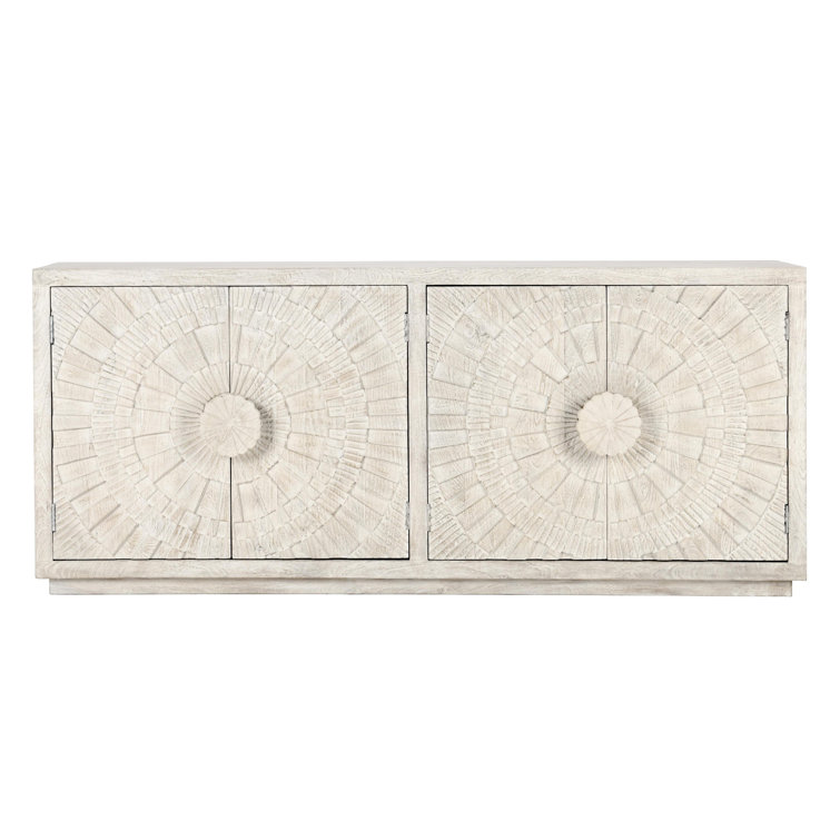 Apollo 84'' White Wash Mango Wood Sunburst Sideboard