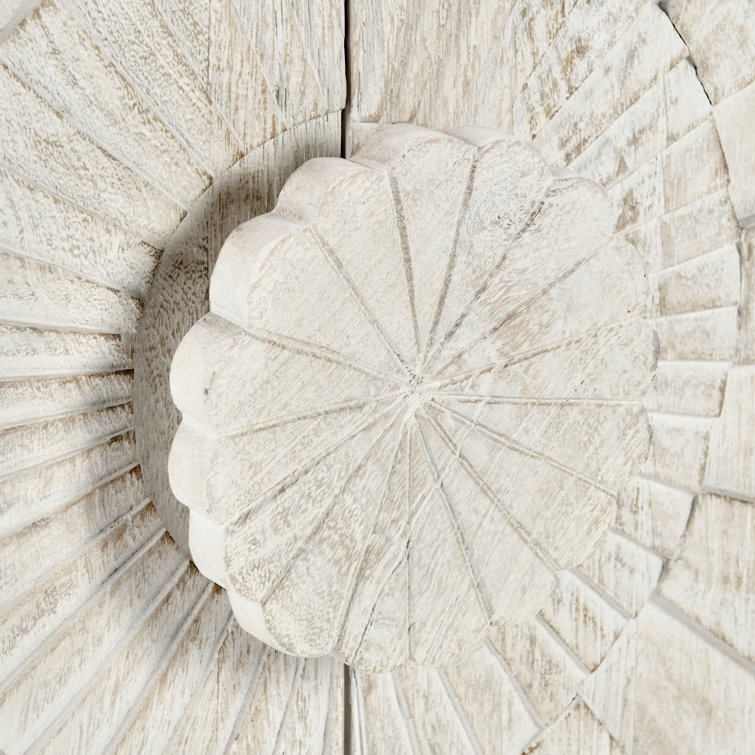 Apollo 84'' White Wash Mango Wood Sunburst Sideboard