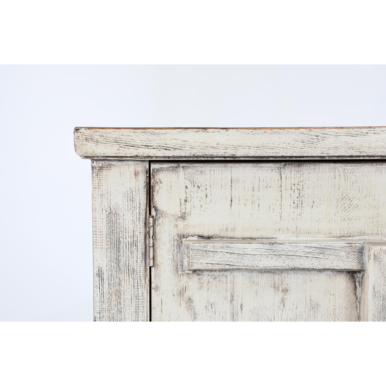 Antique White Reclaimed Pine Wood 74'' Rustic Sideboard