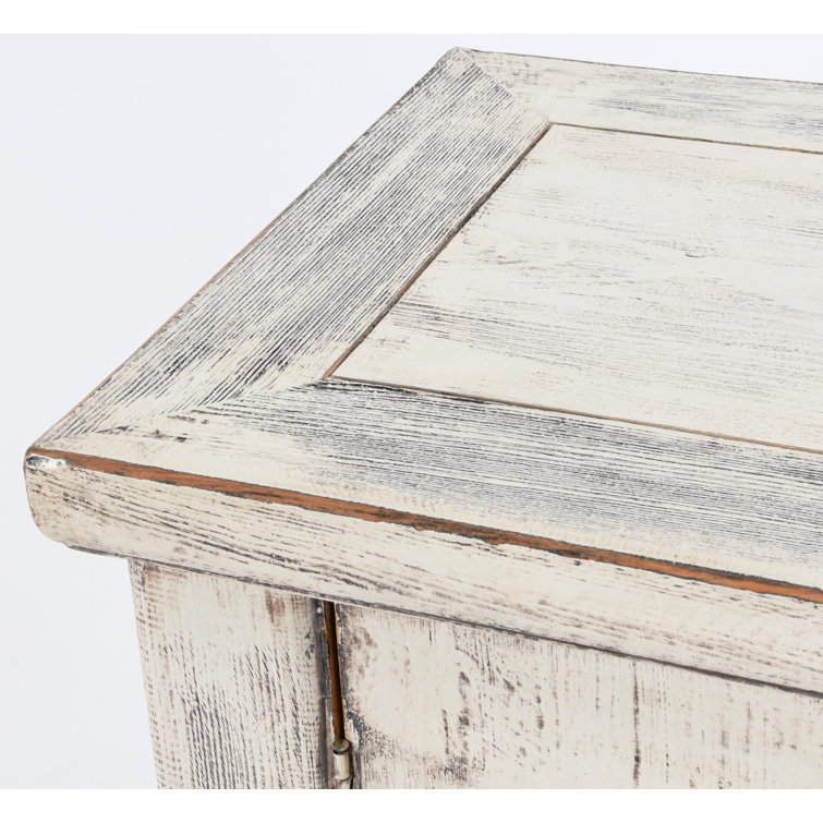 Antique White Reclaimed Pine Wood 74'' Rustic Sideboard