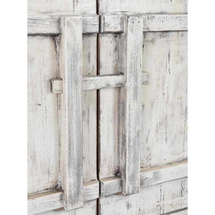 Antique White Reclaimed Pine Wood 74'' Rustic Sideboard