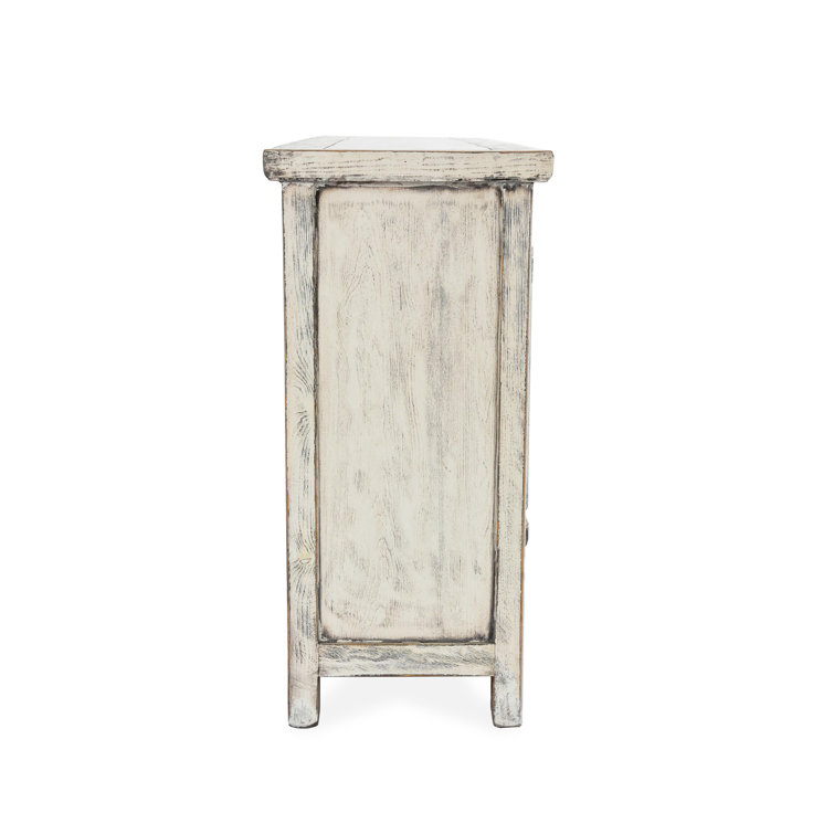 Antique White Reclaimed Pine Wood 74'' Rustic Sideboard