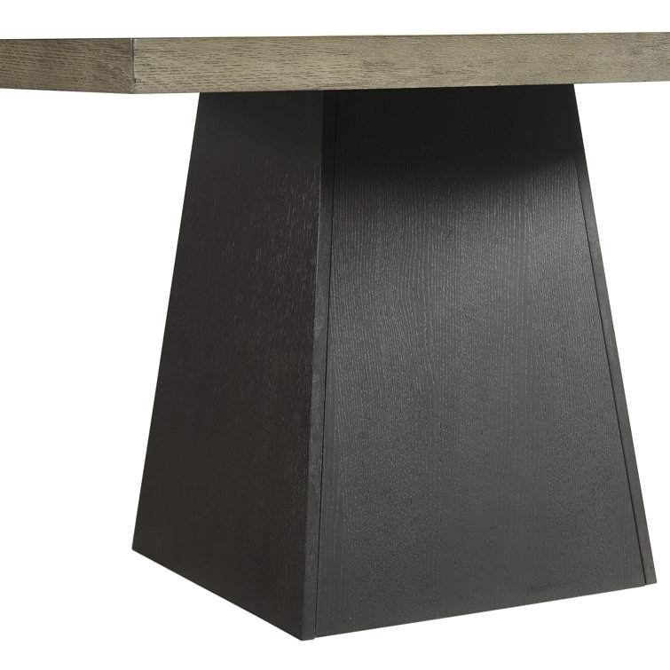 Rizzo Black Pedestal Dining Set with Beige Upholstered Chairs