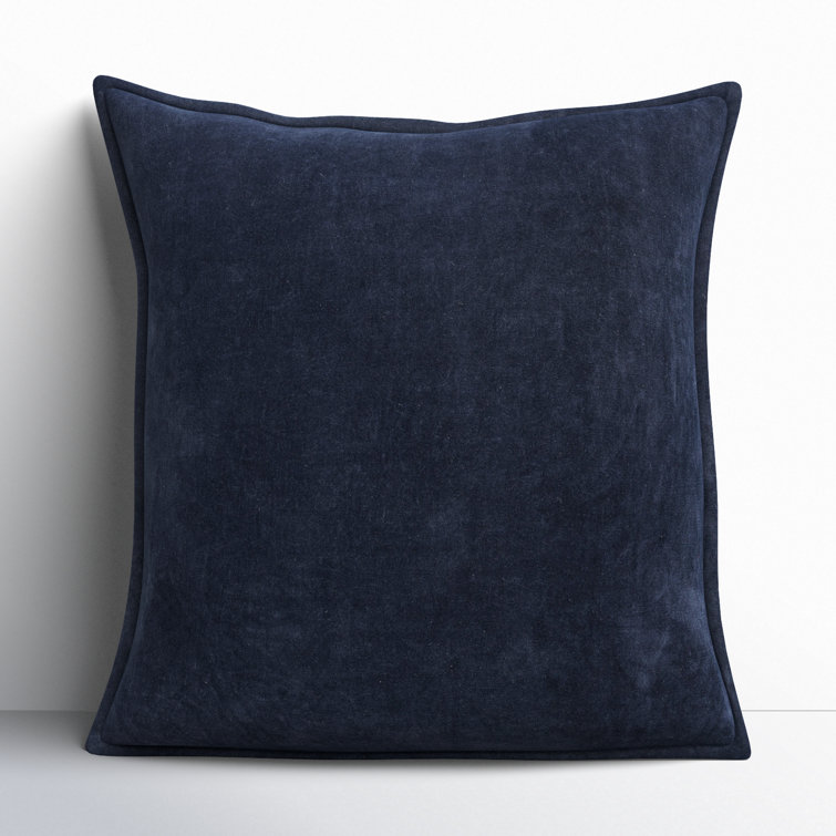 Edgar Blue Velvet-Like 18'' Square Cotton Throw Pillow