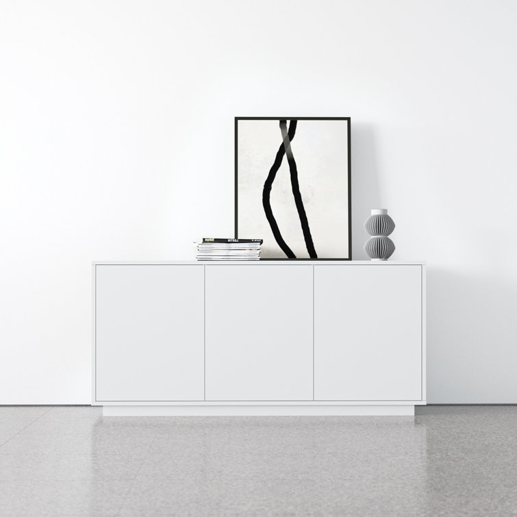 Carson 65'' White Minimalist Sideboard with Chrome Hardware