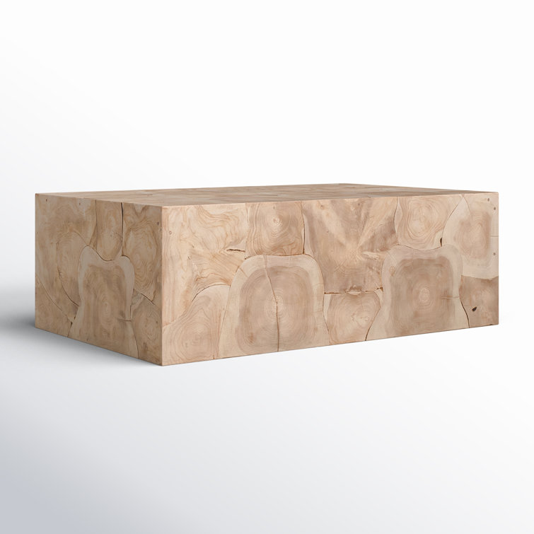 Natural Teak Wood Square Coffee Table with Interlocking Design
