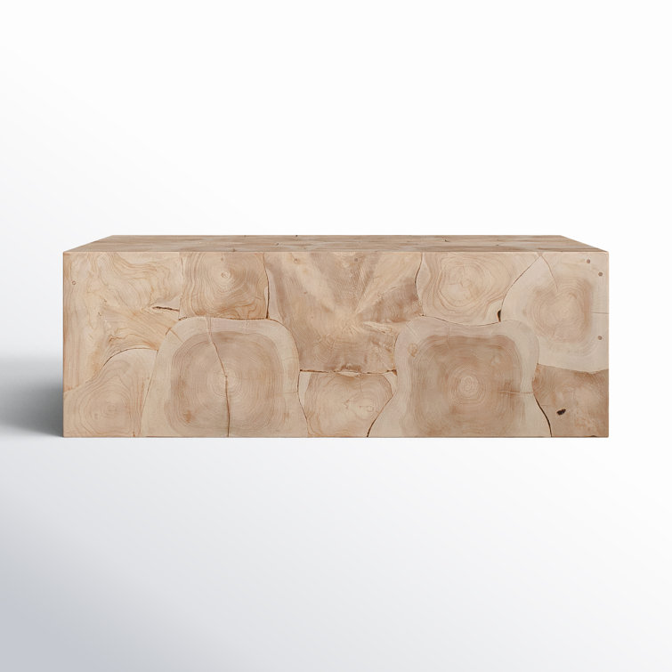 Natural Teak Wood Square Coffee Table with Interlocking Design