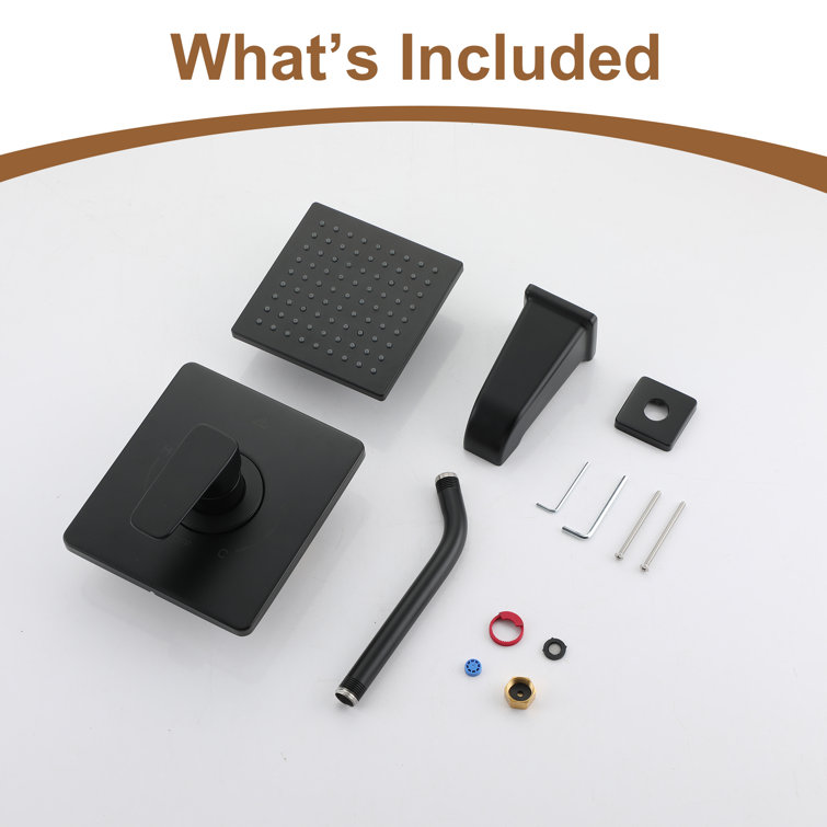 Matte Black Adjustable Wall Mounted Rain Shower Faucet Set