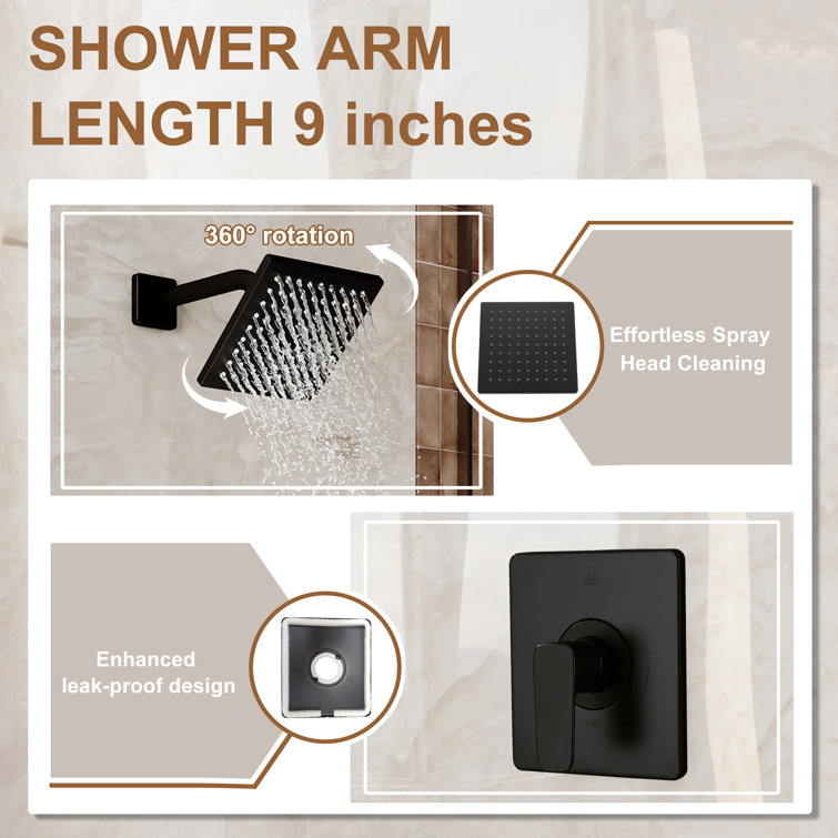 Matte Black Adjustable Wall Mounted Rain Shower Faucet Set