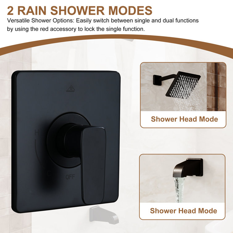 Matte Black Adjustable Wall Mounted Rain Shower Faucet Set