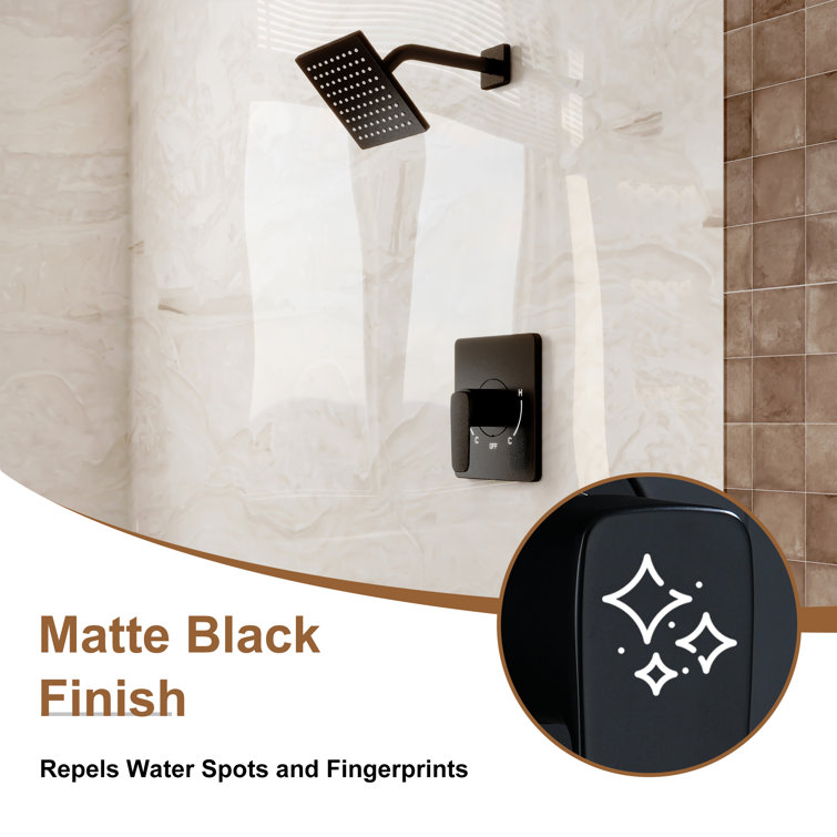 Matte Black Adjustable Wall Mounted Rain Shower Faucet Set