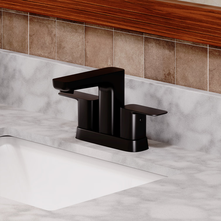 Matte Black Double Handle Mid Arc Bathroom Faucet