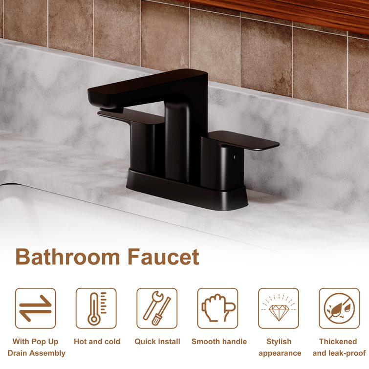 Matte Black Double Handle Mid Arc Bathroom Faucet