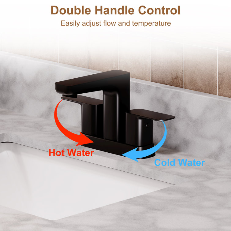 Matte Black Double Handle Mid Arc Bathroom Faucet