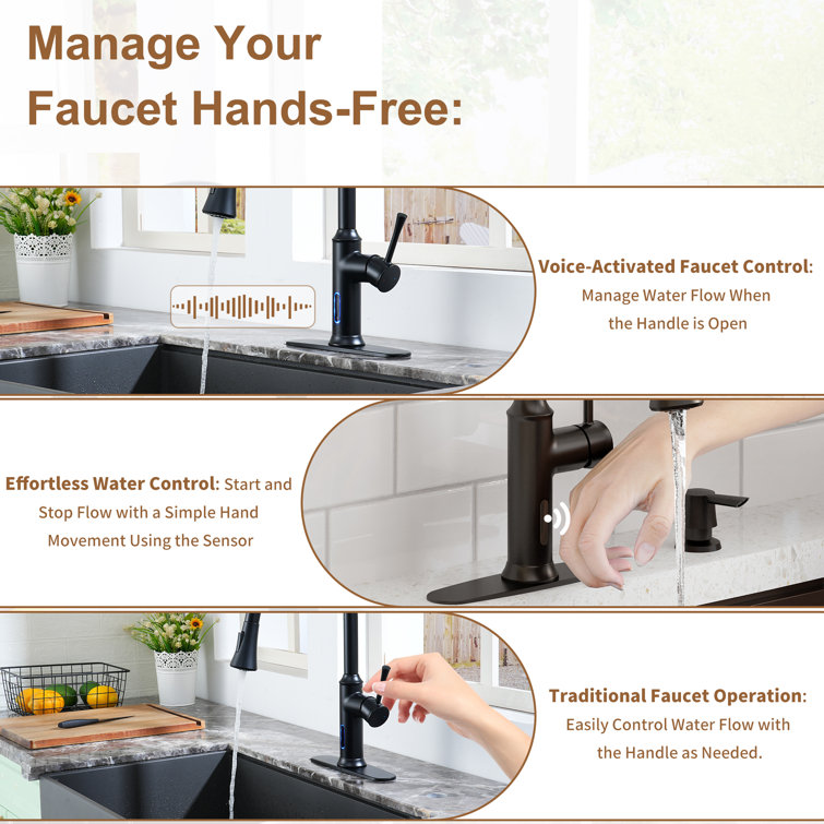 Matte Black Stainless Steel Touchless Pull-Down Sprayer Kitchen Faucet