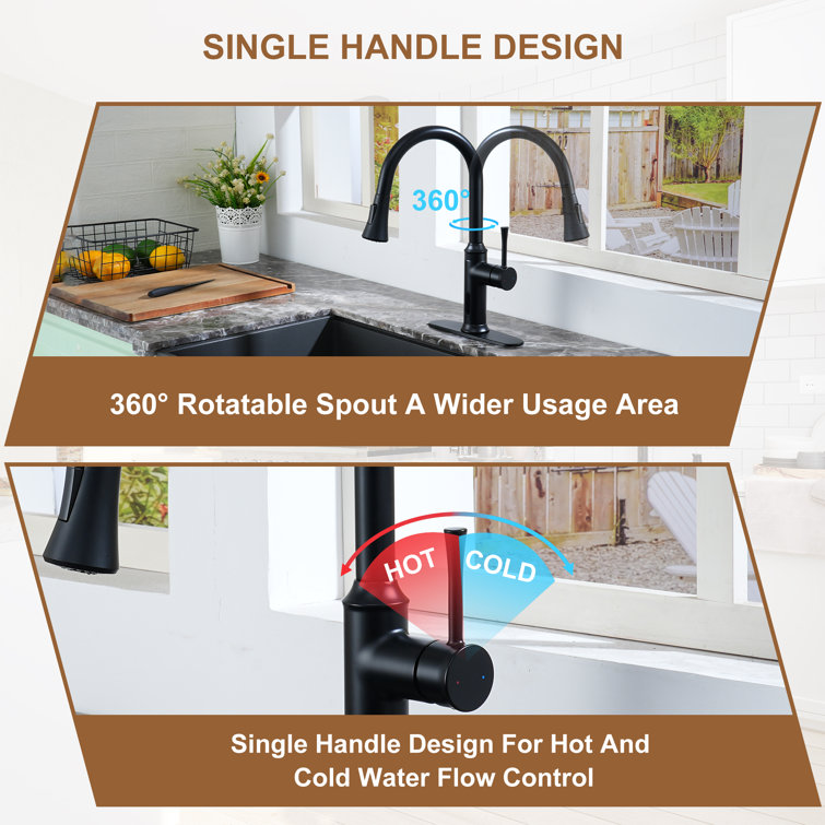 Matte Black Stainless Steel Touchless Pull-Down Sprayer Kitchen Faucet