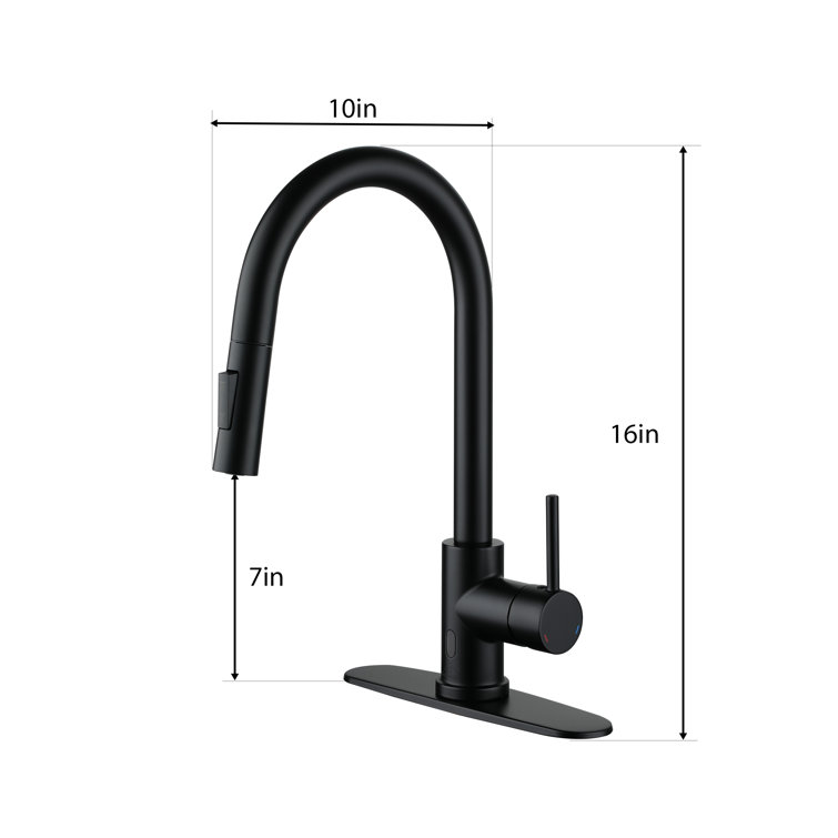 Matte Black Stainless Steel Touchless Kitchen Faucet with Pull-out Spray