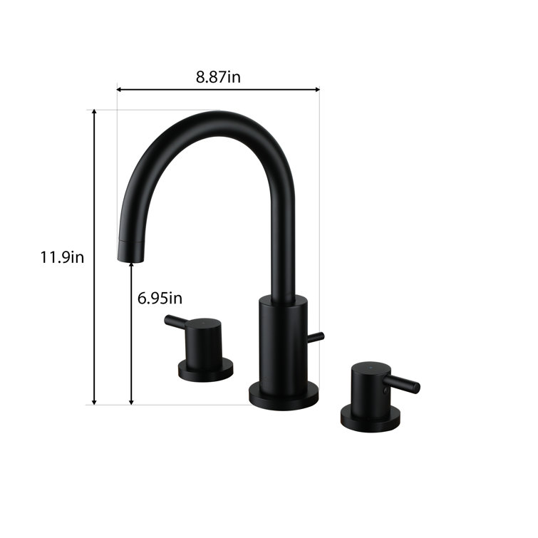 Matte Black Double Handle Deck-Mount Tub Faucet with Hand Shower