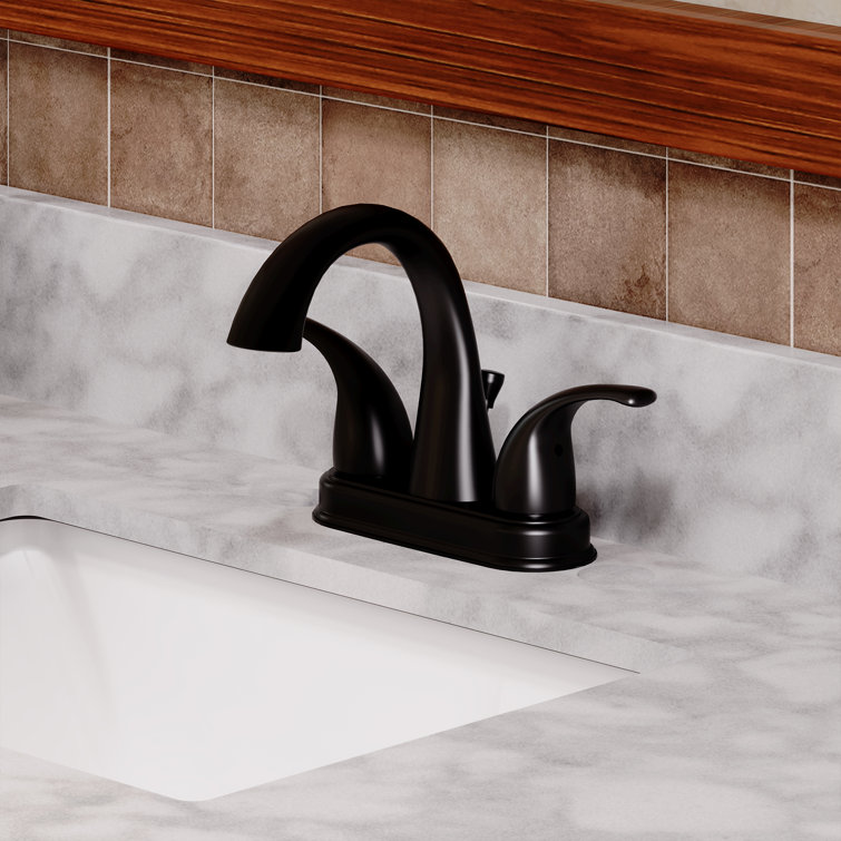 Matte Black Double Handle Bathroom Faucet with Drain Assembly