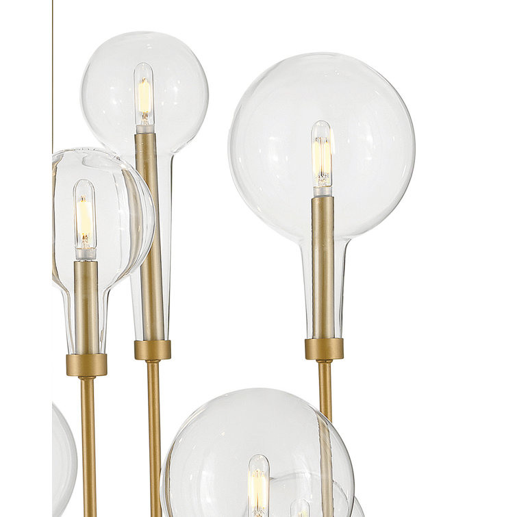 Lacquered Brass 10-Light Multi-Tier Chandelier with Clear Glass Shades