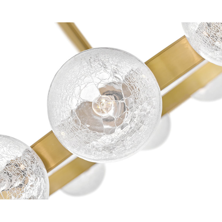 Lacquered Brass 18-Light Chandelier with Crackle Glass Globes