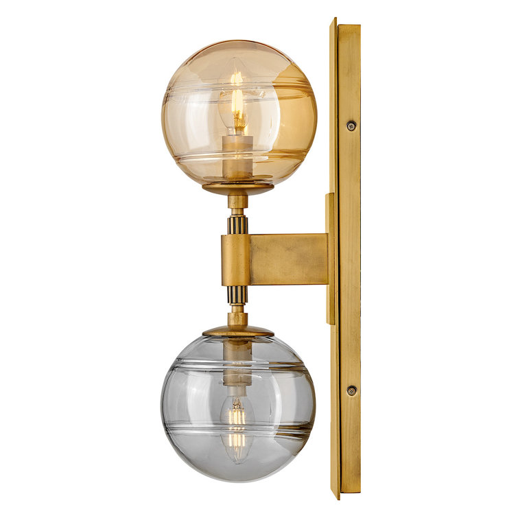 Heritage Brass 2-Light Sconce with Swirl Glass Shades