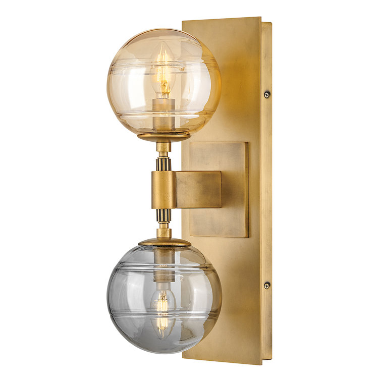 Heritage Brass 2-Light Sconce with Swirl Glass Shades