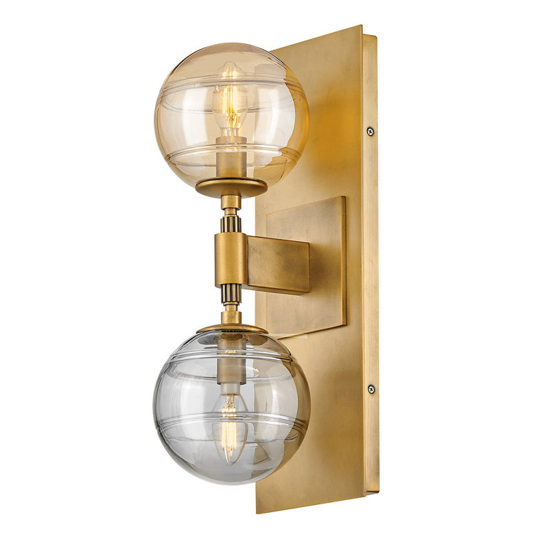 Heritage Brass 2-Light Sconce with Swirl Glass Shades