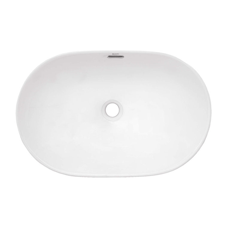 Ruvati 24'' White Ceramic Oval Bathroom Sink with Overflow