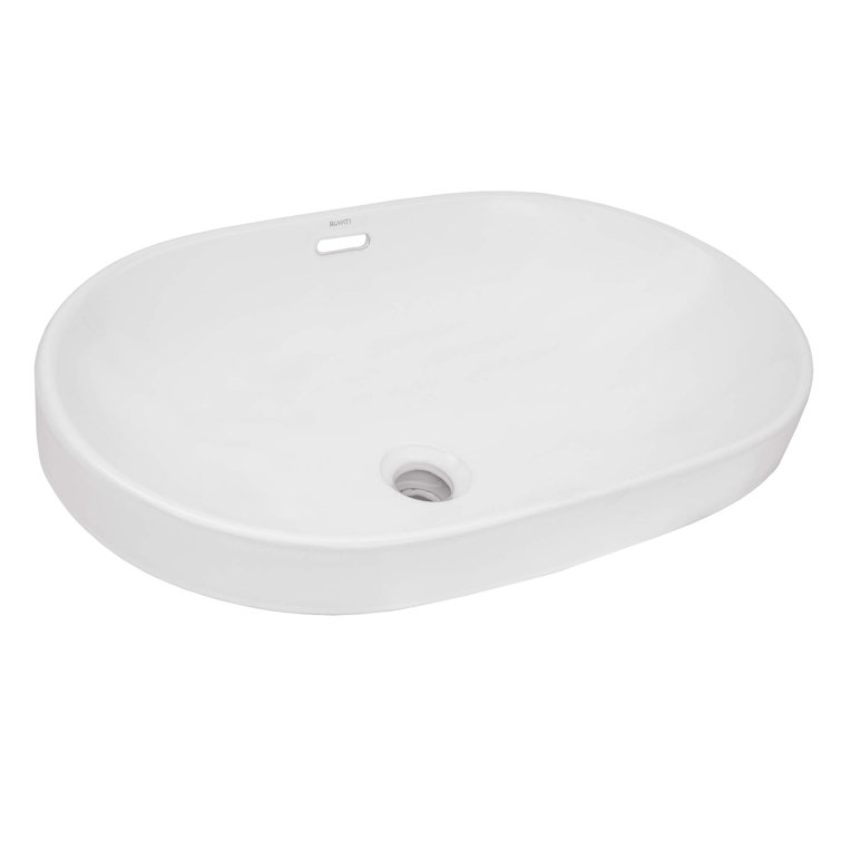 Ruvati 24'' White Ceramic Oval Bathroom Sink with Overflow