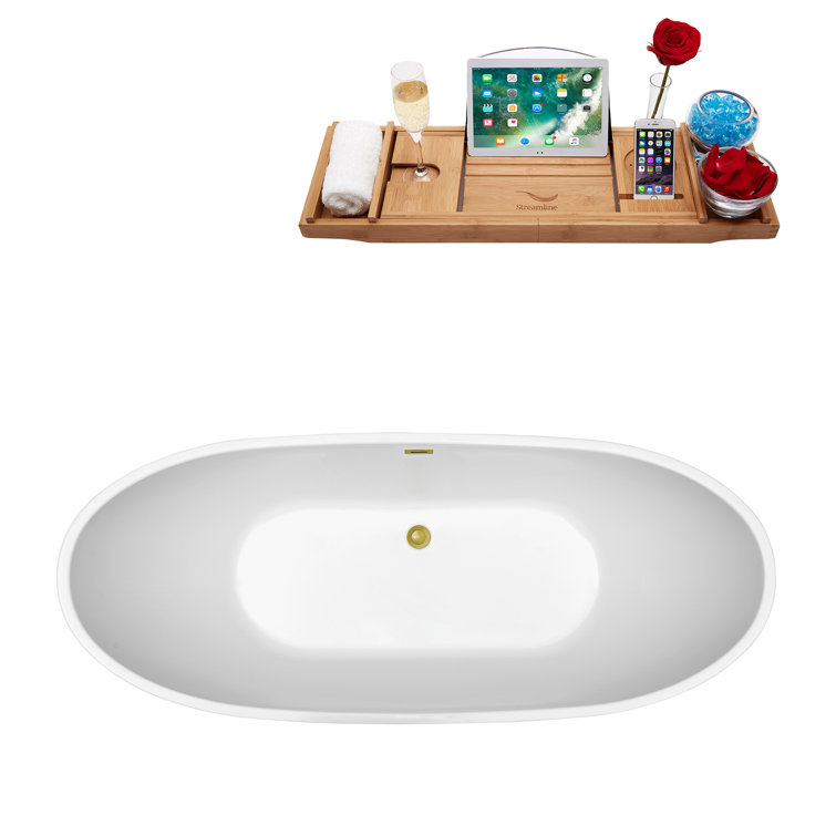 Glossy White Acrylic Freestanding Clawfoot Bathtub