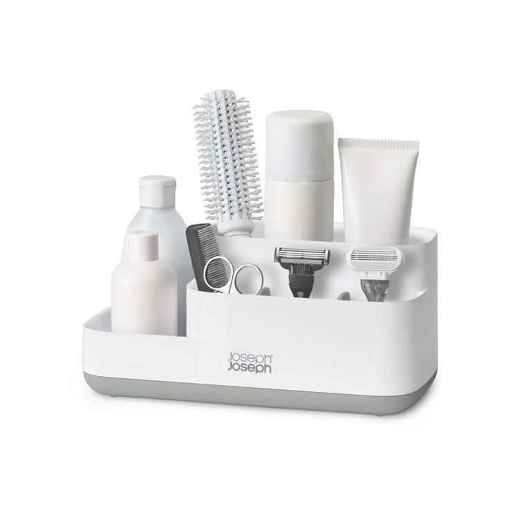 Gray and White Multi-Compartment Bathroom Storage Caddy