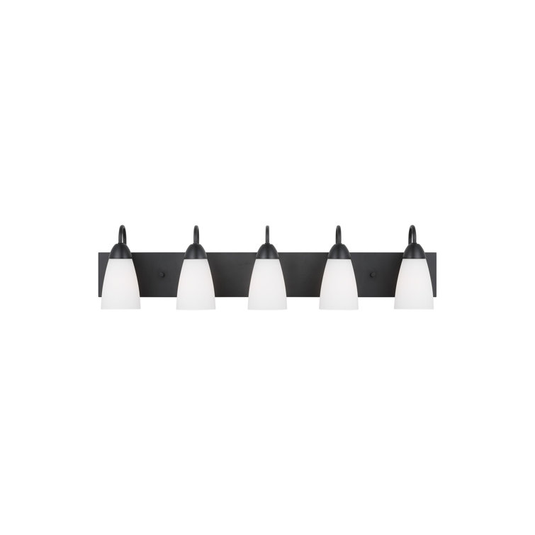 Midnight Black 5-Light Dimmable Vanity Fixture with Frosted Shades
