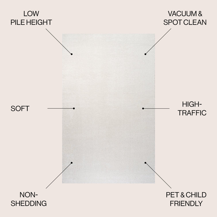 Cream Solid Color Machine Woven Polypropylene Area Rug
